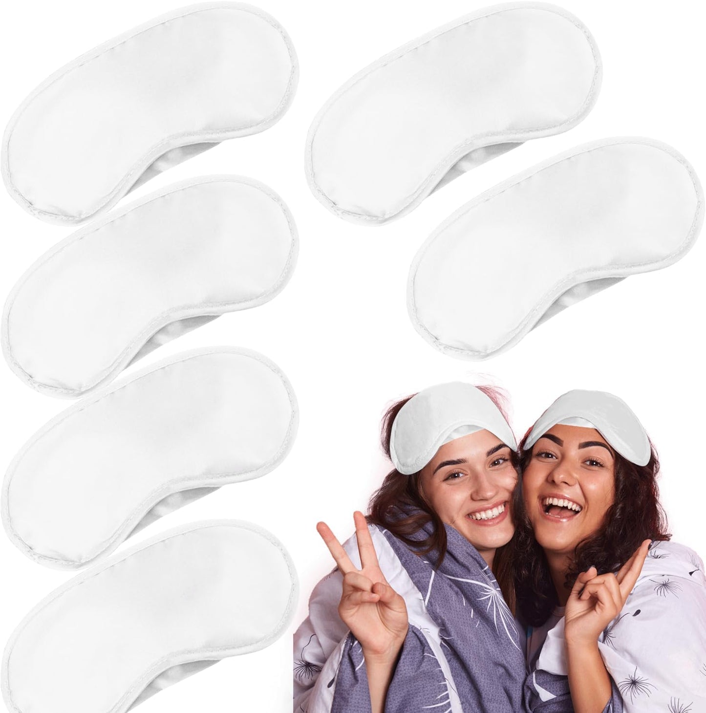6 Pack Blindfold Eye Mask Cover Sleep Mask for Party Games Travel Sleep Team Build Party Supply with Adjustable Strap for Women Men Kids, Black