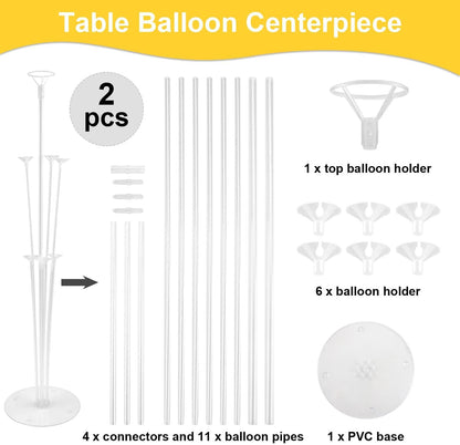 Balloon Column Kit Set of 2, 2 Set Balloon Table Stands, 6.56 Ft Reusable Metal Telescopic Balloon Tower for Birthday Wedding Holiday Party Supplies Decoration