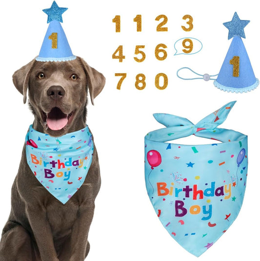 Dog Birthday Decorations, Dog Birthday Hat with Numbers for Large Medium Small,Pet Supplies (Pink)
