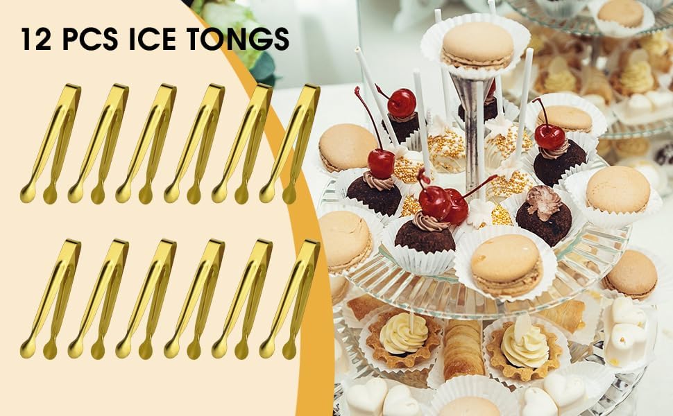 Small Serving Tongs,Ice Tongs,Sugar Tongs,Kitchen Tiny Tongs for Appetizers,12 PCS(6 Inch)
