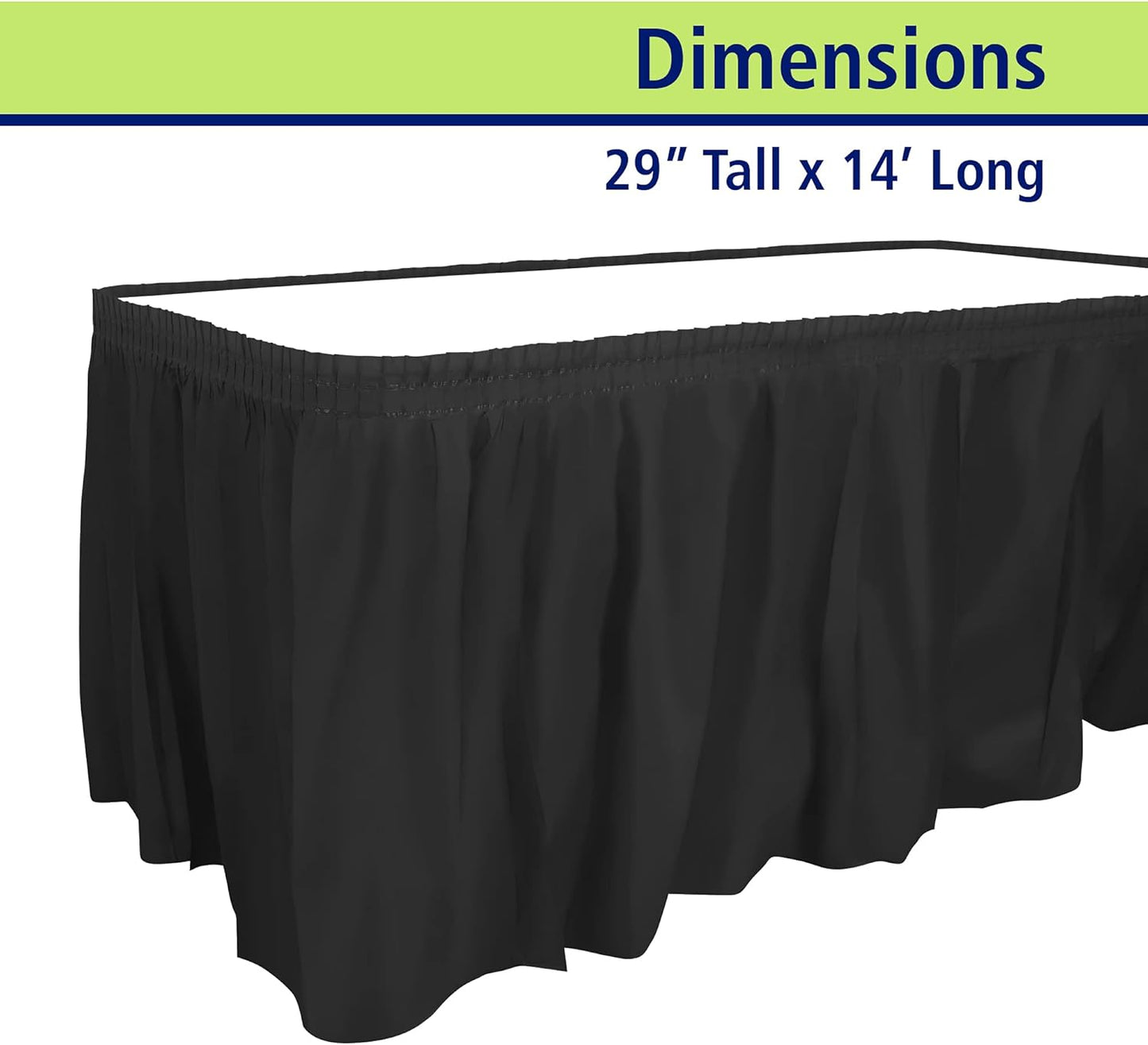 Party Dimensions Plastic Table Skirt, 29-Inches by 14-Feet - White - 6 Pack