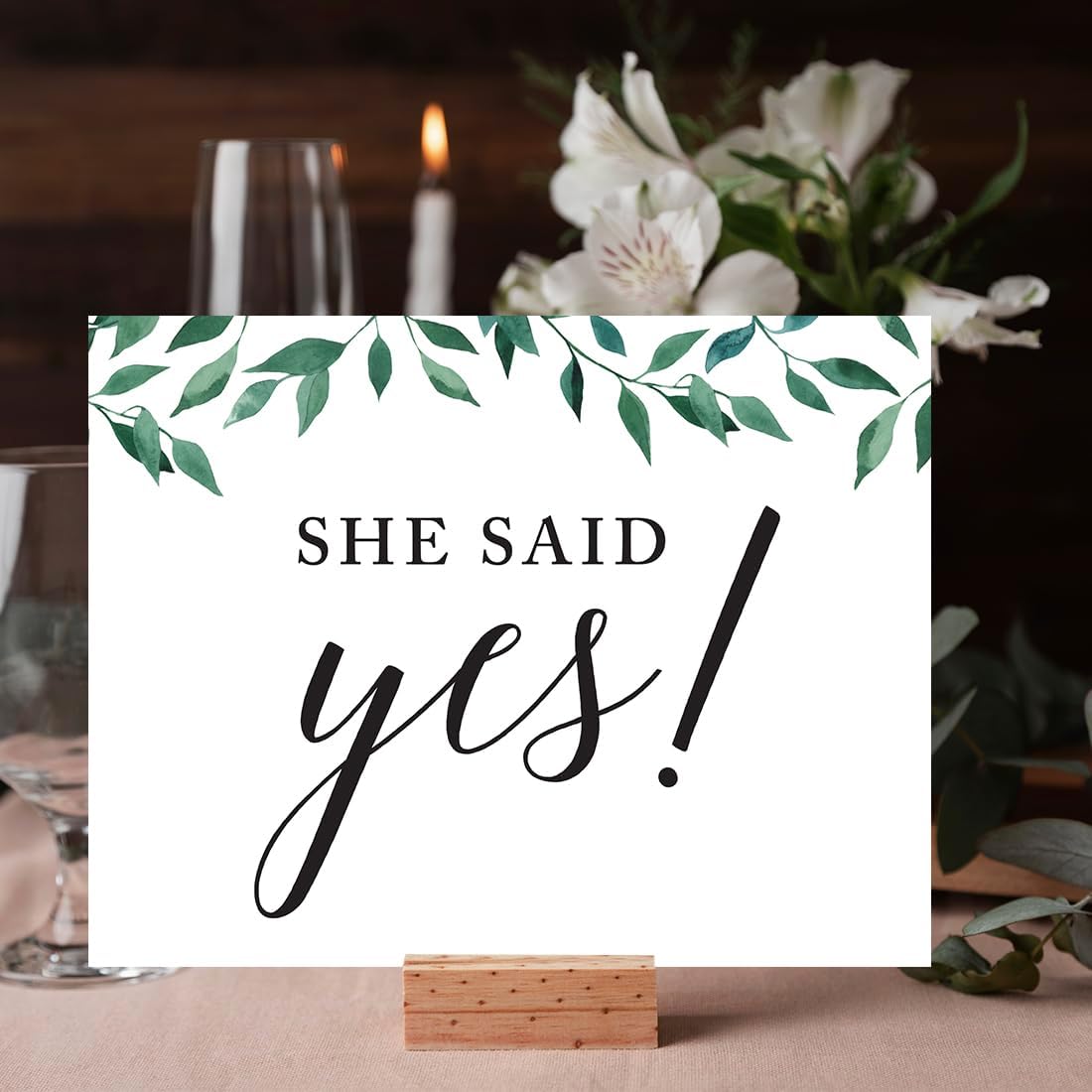 Andaz Press Wedding Party Signs, Natural Greenery Green Leaves, 8.5x11-inch, Bridal Shower Scavenger Hunt, 1-Pack - Colors B