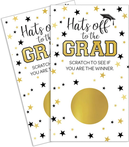 DISTINCTIVS Scratch Off Graduation Party Game, Black and Gold, Graduation Games for Parties Class of 2026, 30 Cards