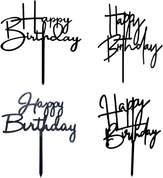 DIY Happy birthday Cake Topper Black Acrylic