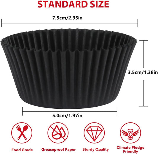 Caperci Standard White Cupcake Liners for Baking 200 Counts - Greaseproof Muffin Baking Cups for Wedding Birthday Party Baby Shower Festivals (White)