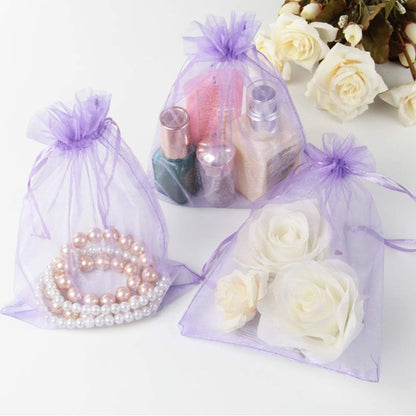 Wudygirl 100pcs 5X7 Inches White Organza Bags Christmas Drawstring Pouches Party Wedding Favor Bags Goodie bags(White 5x7)