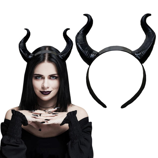 Devil Horns Headbands Halloween Headband Black Demon Horns Hairband for Women Men Halloween Party Costume Cosplay