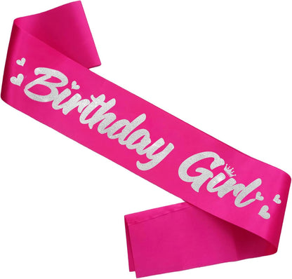 ‘Birthday Girl' Birthday Sash Royal Blue with Glitter Silver Letters Birthday Sash for Women, Sweet 16, 18th 21st B-day Sash