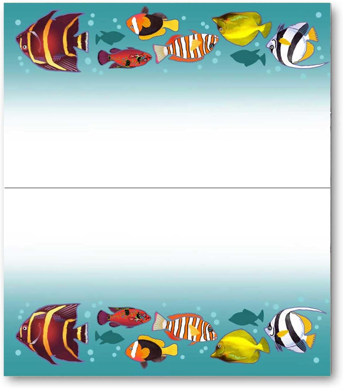 Stonehouse Collection | Tropical Fish Party Name Cards | Oceanside Table Tent Cards | Beach Name Cards | 25 Count (Tropical Fish)