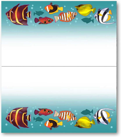 Stonehouse Collection | Tropical Fish Party Name Cards | Oceanside Table Tent Cards | Beach Name Cards | 25 Count (Tropical Fish)