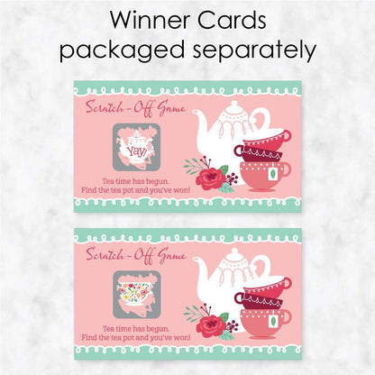 Big Dot of Happiness Garden Tea Party Scratch Off Game - Floral Par-Tea Theme, 22 Premium Cards with 2 Winner Cards, Interactive Party Activity Set, Heavy-Duty Cardstock with Glossy Finish