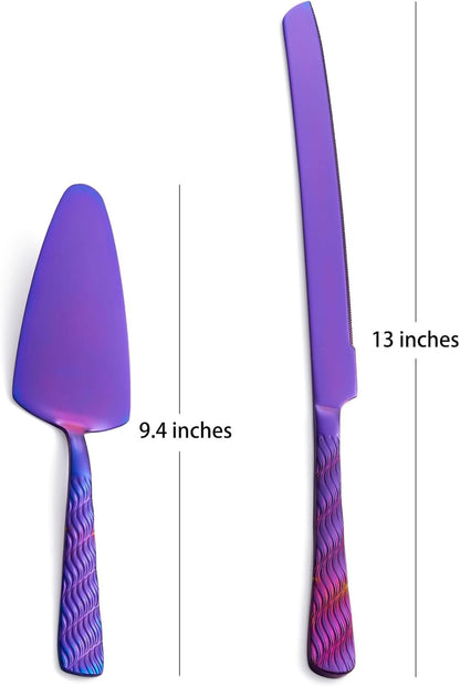 Rainbow Cake Cutting Set, Stainless Steel Cake Knife and Server, Cake Pie Cutter Set for Wedding, Birthday, Party
