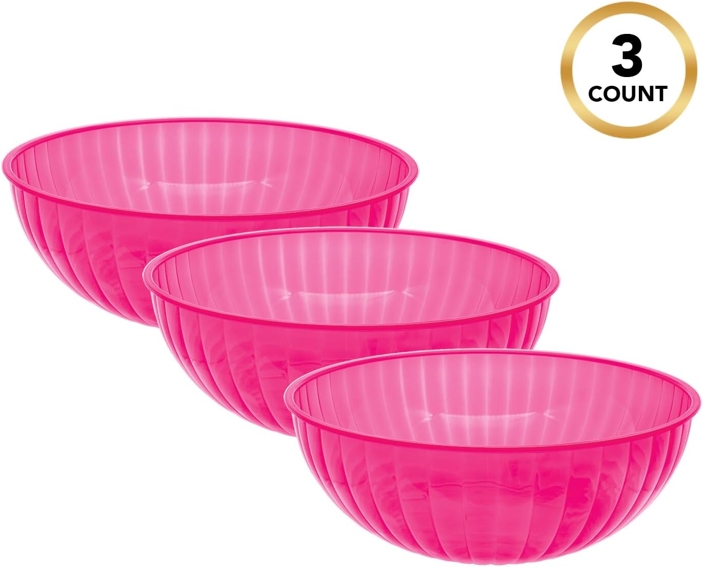 Party Essentials Hard Plastic 192-Ounce Serving Bowl, Neon Pink