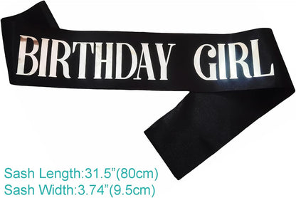 Birthday Girl Sash, Pink Foil White Birthday Sash for Girl Sweet 16th 18th 20th 21st 30th Fun Birthday Party Gifts Favors Decorations