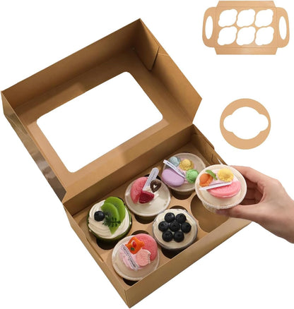 25 Pink Cupcake Boxes, Cupcake Boxes 6 Count with Window and Inserts, Mother's Day Cupcake Holders for Cupcakes, Muffins, Cookies
