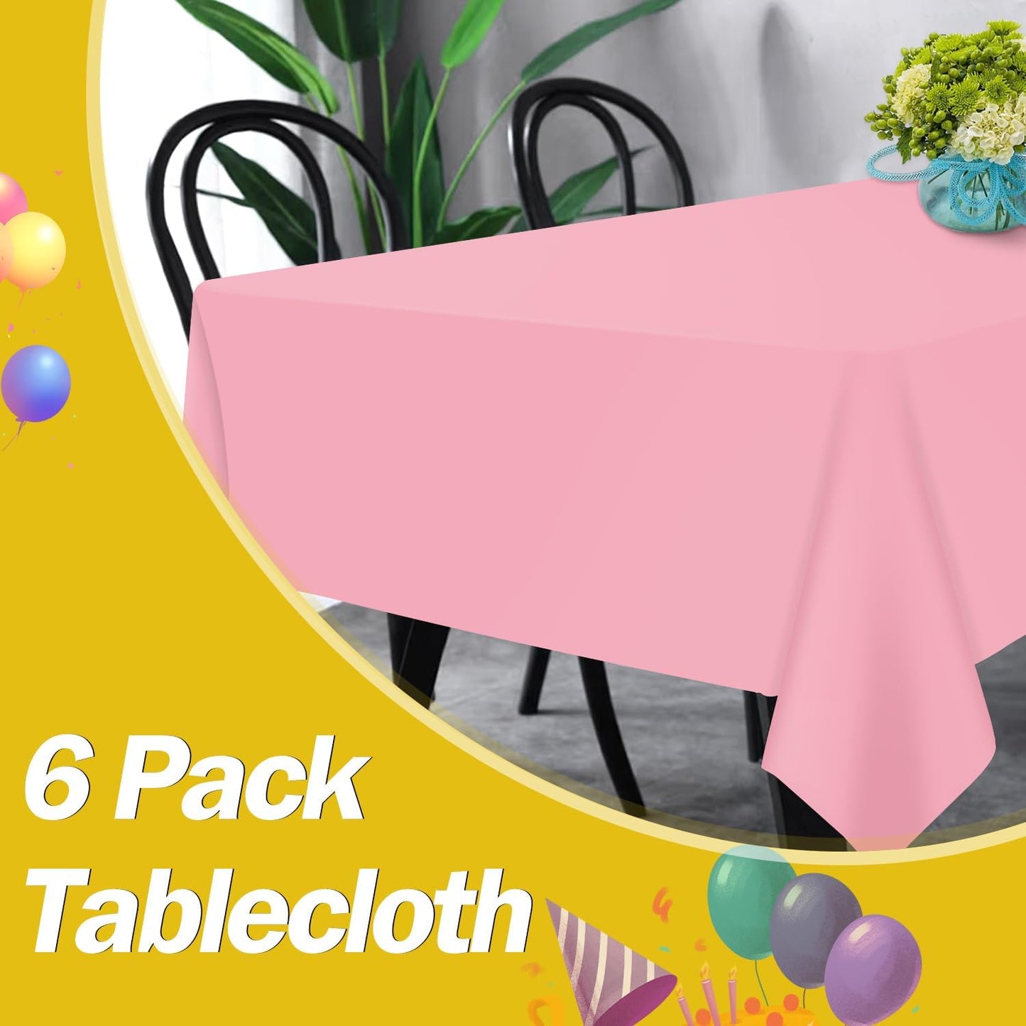 tujol Royal Blue 6 Pack Plastic Table Cloth 54" x 108", Disposable Tablecloths Rectangle Table Cover, Plastic Tablecloths for Parties