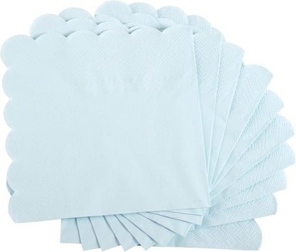 100 Pcs Cocktail Napkins, 2-Ply 5 x 5 Inches Disposable Scalloped Napkins, Thick Premium Dessert Napkins for Party, Wedding, Dinner, Birthday, Anniversary, Festival (Sage Green)