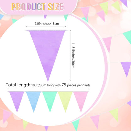 Hahafelt 100 Feet Pennant Banners Flags 75 Solid String Triangle Flags for Grand Opening, Carnival Theme Birthday Party Decoration Outdoor Events Classroom Decoration(Pink)
