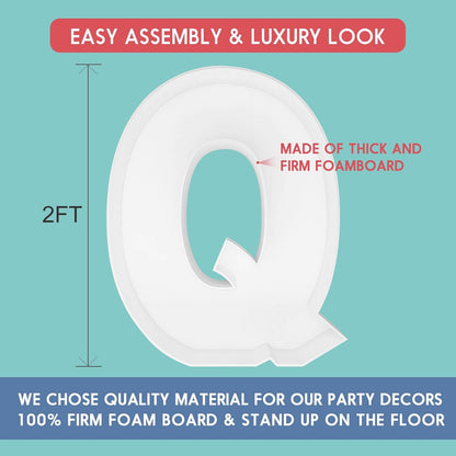 JW Passion - Premium Quality Made 3FT Tall Mosaic Balloon Frame Big Marquee Light Up Letters DIY Kit for Birthday Party Wedding Backdrop Decor Letter A Pre-Cut Foam Board