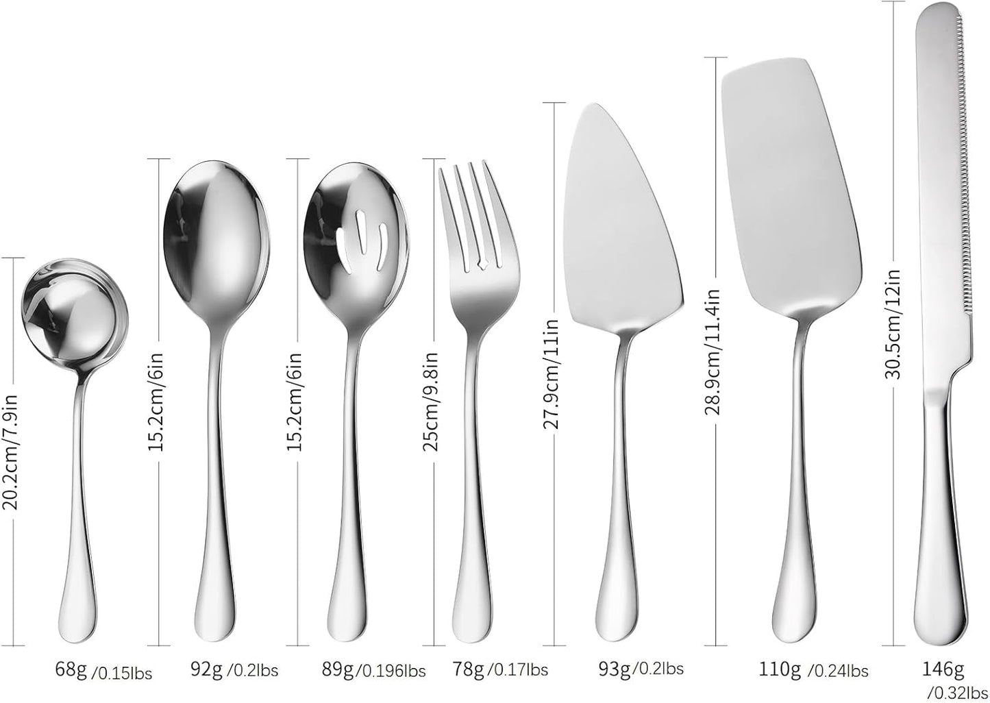 Stainless Steel Serving Utensil Set 10-Piece Buffet Flatware Catering Silverware with Bread Tong,Cake Spatula,Serving Ladles,Salad Fork,Cheese Knife,Large Spoon for Parties Buffet