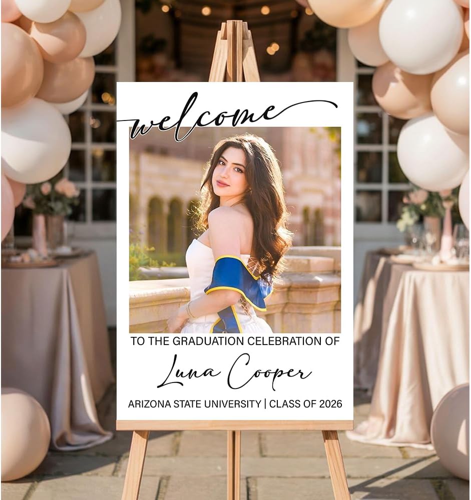 Graduation Party Welcome Sign, Custom Photo Grad Party Sign, Personalized High School & College University Grad Decoration #4