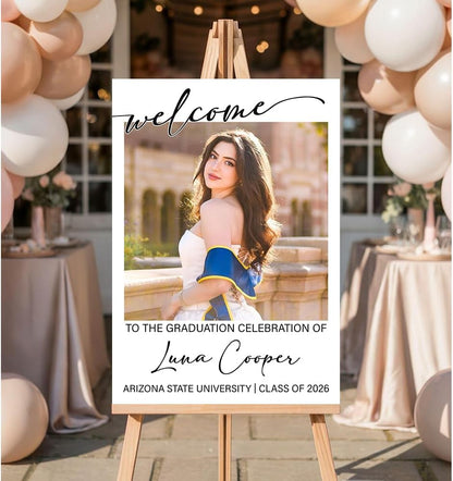 Graduation Party Welcome Sign, Custom Photo Grad Party Sign, Personalized High School & College University Grad Decoration #4