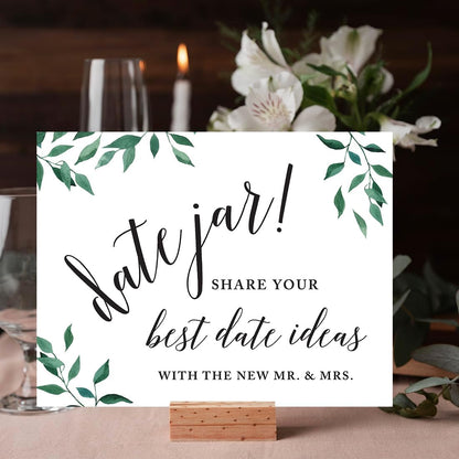 Andaz Press Wedding Party Signs, Natural Greenery Green Leaves, 8.5x11-inch, Bridal Shower Scavenger Hunt, 1-Pack - Colors D