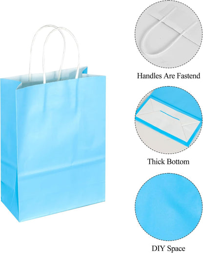BLEWINDZ 32 Pieces Gift Bags with 32 Tissues, 8 Colors Party Favor Bags with Handles, Rainbow Gift Bag for Wedding, Birthday, Party Supplies and Gifts