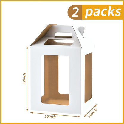 12x12x14 Inch Tall Cake Boxes with windows,10in 12in Tall Cake Carrier, Large Tiered Cake Box,Durable White Bakery Box, Layer Cake Box, large cake box(2pack)