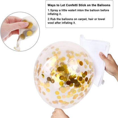 Navy Blue and Gold Confetti Balloons, 50 pcs 12 inch Pearl White and Gold Metallic Chrome Birthday Balloons for Celebration Graduation Party Balloons