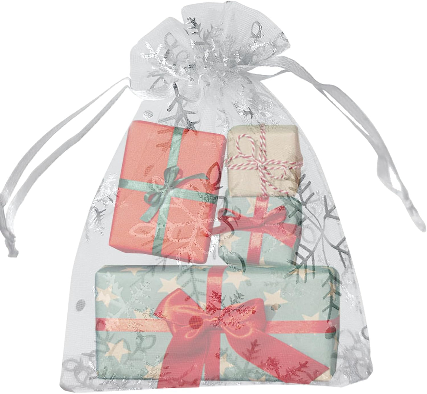 100PCS White Organza Bags, 4x6 Inch Small Mesh Bags Drawstring, Jewelry Gift Bags for Easter, Party, Festival, Bathroom Soaps, Makeup