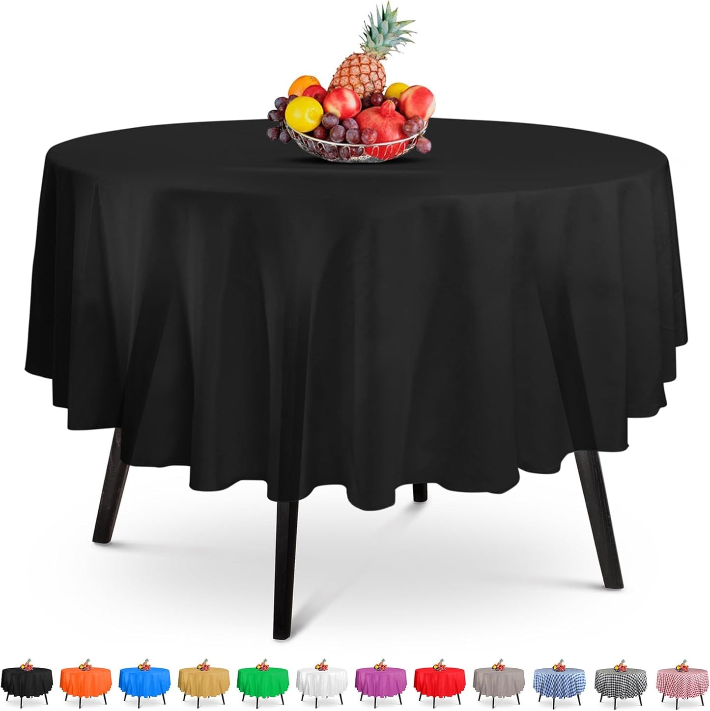 14 Pack Black 54 x 108 in. Rectangle Disposable Plastic Tablecloths - Smooth Decorative Covers for Parties, Weddings
