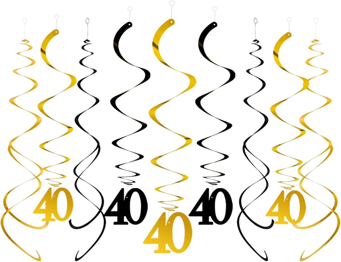Blue Gold Star Hanging Swirl Decorations,Foil Streamers Ceiling Hanging Whirls Party Decorations,Pack of 20