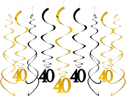 Blue Gold Star Hanging Swirl Decorations,Foil Streamers Ceiling Hanging Whirls Party Decorations,Pack of 20