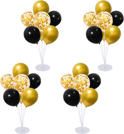 4 Set Balloon Stand Kit for Table Centerpieces With Balloon and Base Party Decorations for Birthday Wedding Retirement Graduation Baby Shower (Navy Silver)