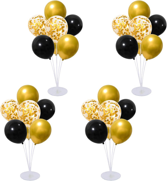 4 Set Balloon Stand Kit for Table Centerpieces With Balloon and Base Party Decorations for Birthday Wedding Retirement Graduation Baby Shower (Navy Silver)
