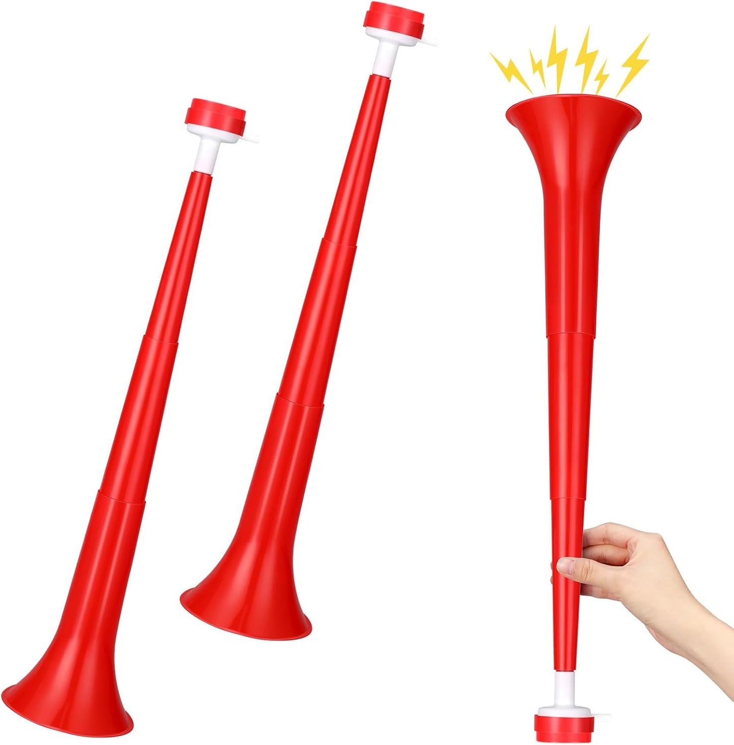 2 Pcs Stadium Horn for Adult, 21 Inch Vuvuzela Plastic Collapsible Cheering Trumpets for Sporting Events Football Carnival Party (Blue)