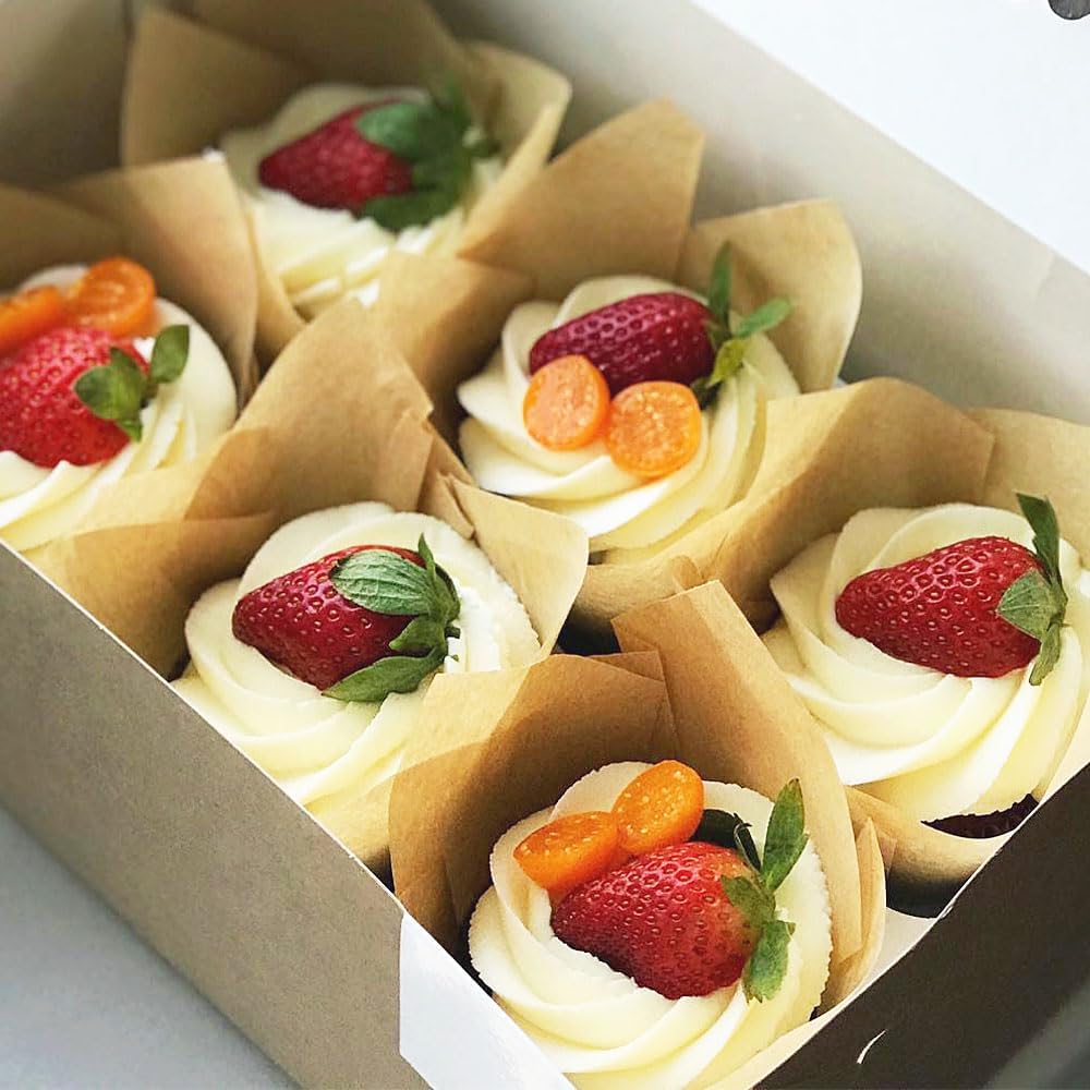 150 Pieces Tulip Cupcake Muffin Liners Paper Baking Cups Greaseproof Cupcake Wrappers for Birthday Wedding Party Baby Showers Catering Restaurants(Pink)