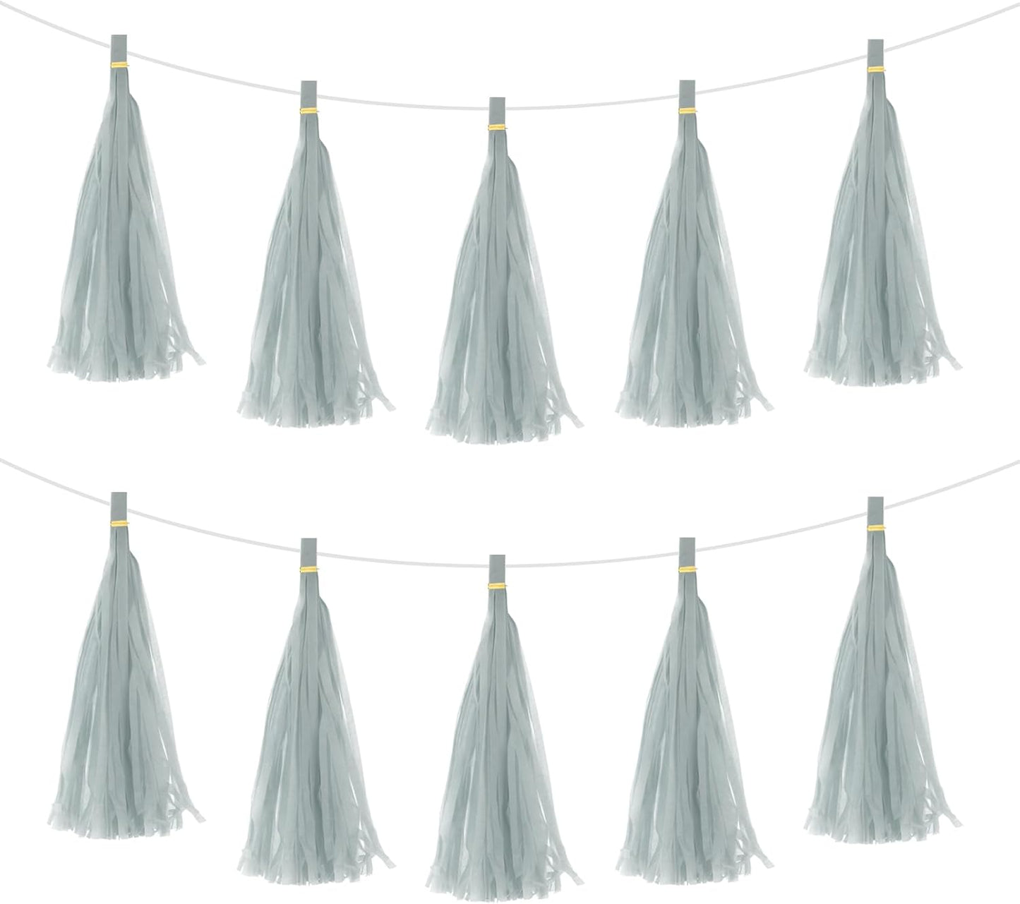 MECCANIXITY 15Pcs Light Blue Tassel Garland Banner with Rope Tissue Paper Tassels Party DIY Kits for Anniversary Wedding Birthday Party