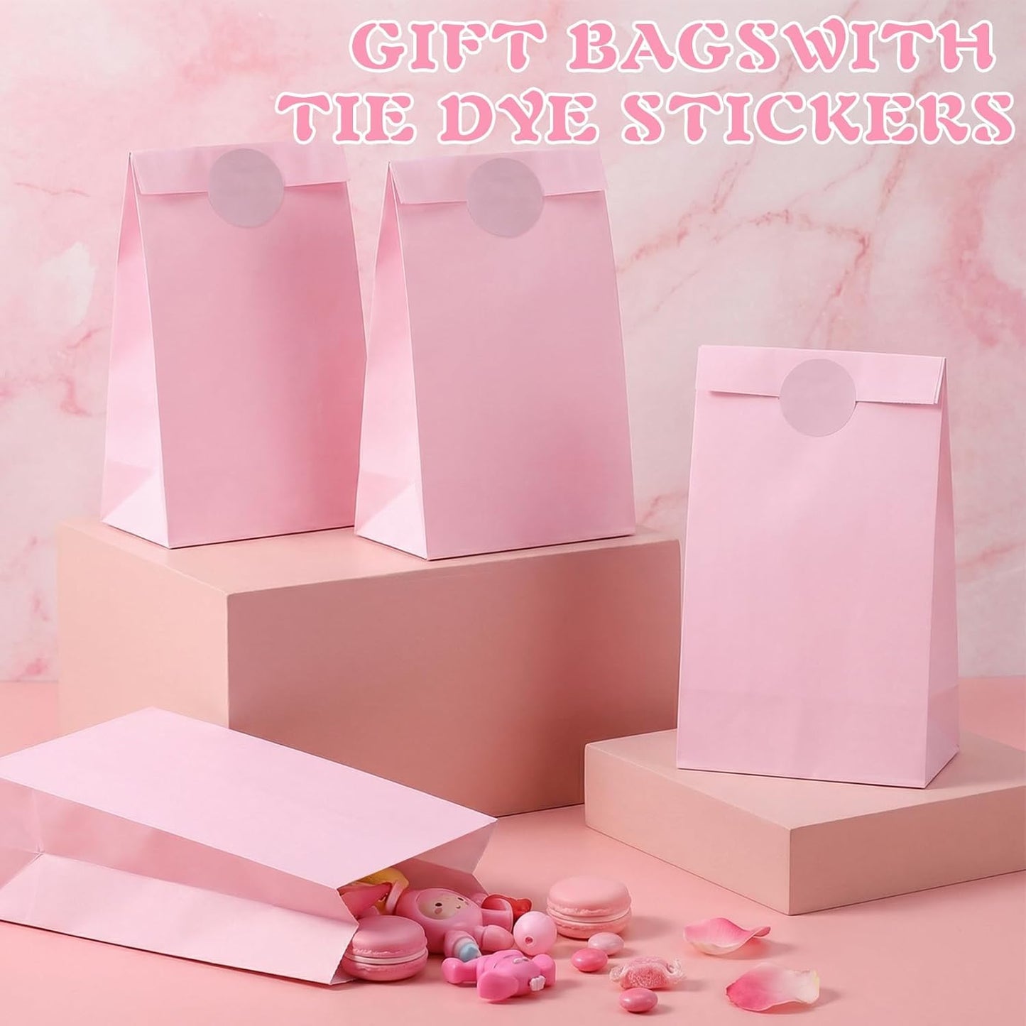 woric 36PCS Party Favor Bags with Stickers, Pink and Purple Goodie Bags for Girls Birthday Mother's Day Small Gift Bag for Kids, Baby Shower, Wedding, Mermaid Party Favor Supplies