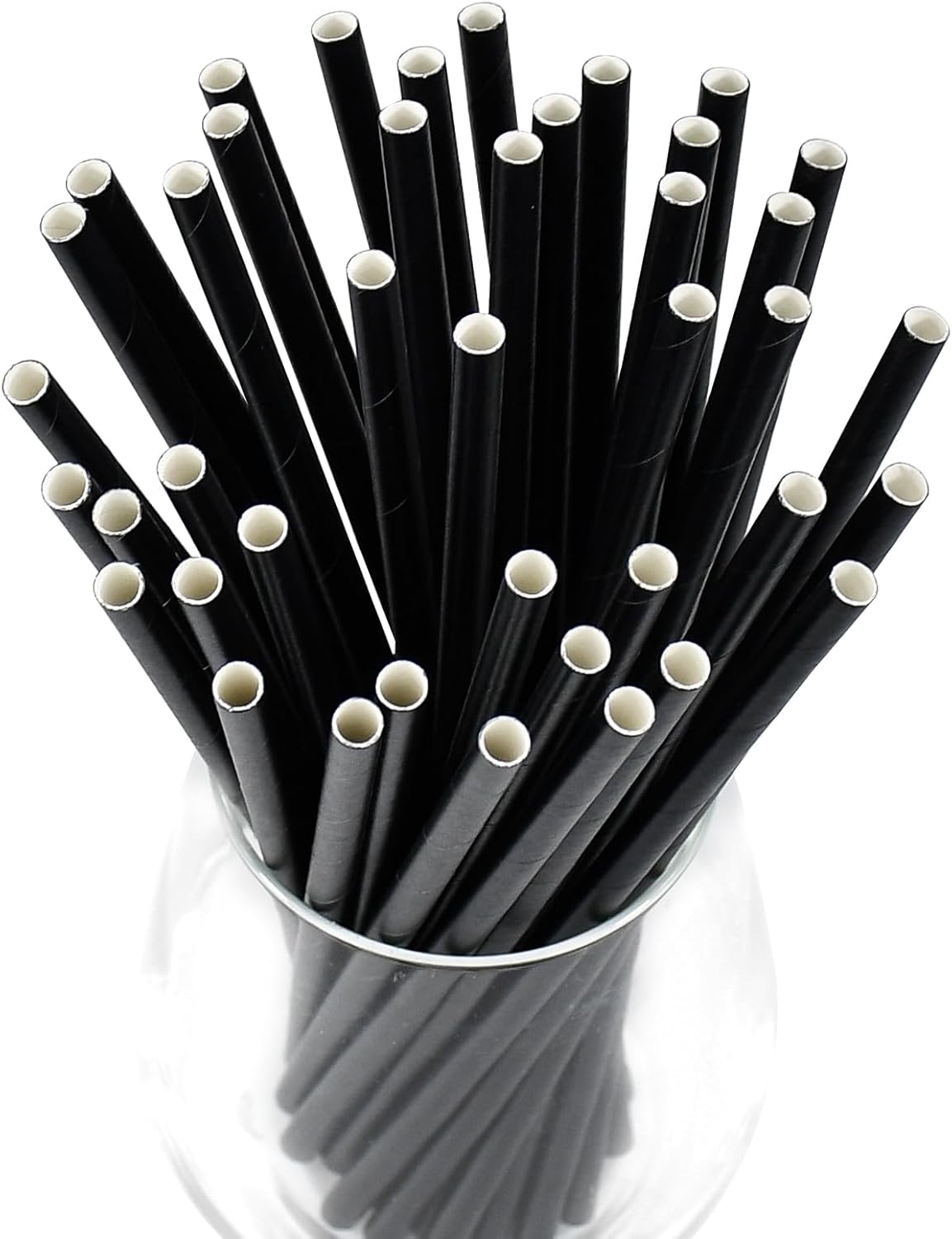 Disposable Paper Straws Solid Green - 7.75'' x 0.24'', 100 Counts - for Drinking, Beverage, Juice, Soda, Bar Supplies