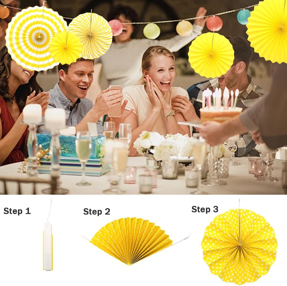 Hocansen 6PCS Paper Fan Garland Paper Fans Party Decorations 8/12/16in Hanging Papers Fans Set Round Papers Fans Pattern Garland for Birthday, Wedding (ZS/Pink)