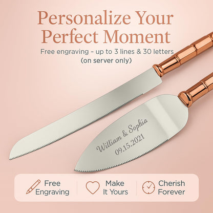 GIFTS INFINITY Personalized Wedding Cake Knife and Server Set with Engraving – Cake Cutting Utensil Set, Keepsake Gift for Wedding, Anniversary, Reception, Birthday & Other Occasions (CH-101WB)