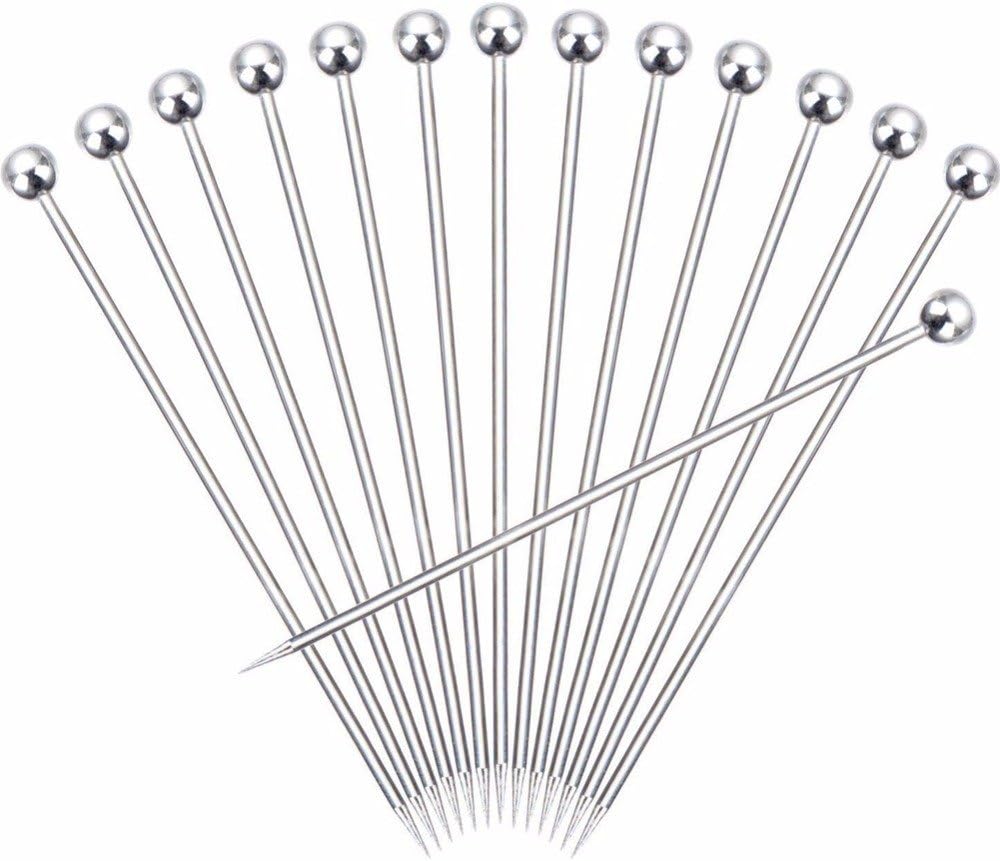 50 Pieces Stainless Steel Cocktail Picks Metal Martini Picks 4.3 inch