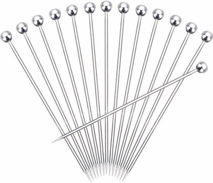 50 Pieces Stainless Steel Cocktail Picks Metal Martini Picks 4.3 inch