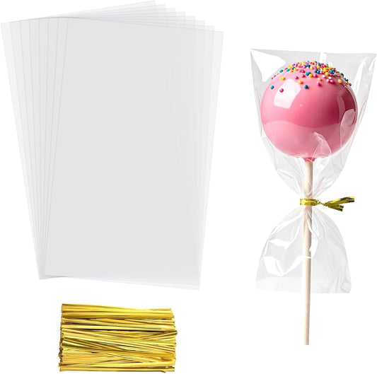 Yotelab Cellophane Treat Bags, Small 4x6 Inches Cellophane Bags With Twist Ties,100 Pcs
