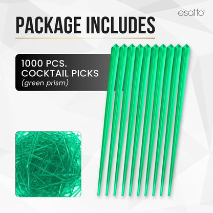 1000 Pcs Cocktail Picks Prism 7.62cm (3") - Sleek, Stylish Garnish for Cocktails, Perfect Plastic Toothpicks for Appetizers & Drinks, Versatile Fancy Skewers Food Pick for Charcuterie Parties