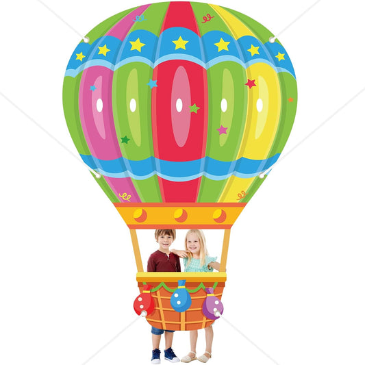 Hot Air Balloon Shaped Photo Booth Prop Selfie Frame Back to School Backdrop Decorations Hot Air Balloon Kids Schools Photo Booth Welcome Party for Students Birthday Baby Shower Decor Supplies
