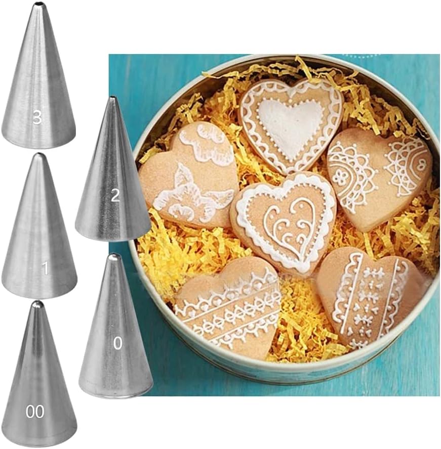 Icing Piping Tip Set,3 Large Decorating Tips Stainless Steel,DIY Cream Rose Flower Piping Tips,Cupcake Pastry Tips for Cake Decorating(1M 2D 2F)