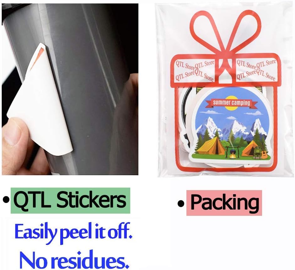 QTL Neon Stickers for Teens & Students Prizes, Waterproof Vinyl Party Favor Stickers, School Rewards, Water Bottle and Laptop, 50PCS - Colors A